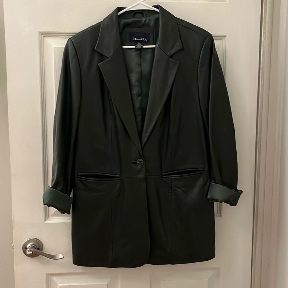 Green leather blazer
